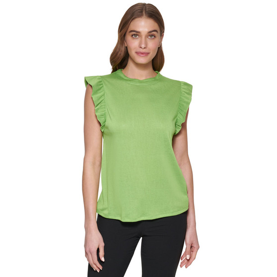 Women's Jewel-Neck Flutter-Sleeve Knit Top