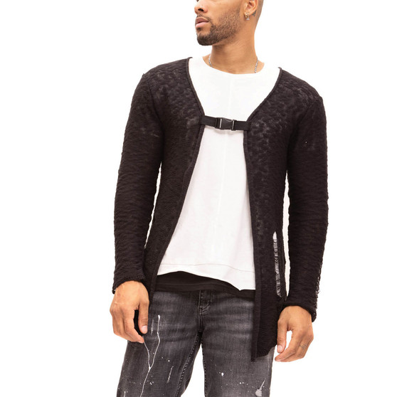 Men's Modern Buckled Long Cardigan Sweater