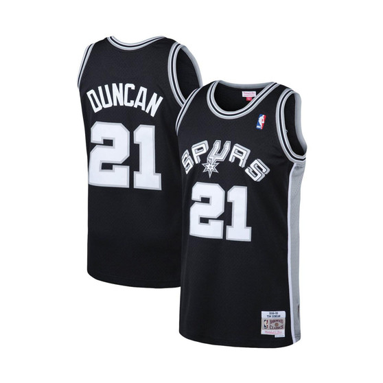 Men's Tim Duncan Black San Antonio Spurs Big and Tall Hardwood Classics Jersey