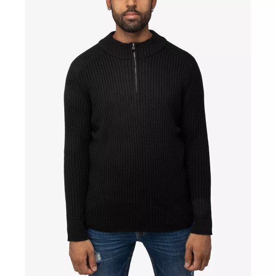 Men's Ribbed Mock Neck Quarter-Zip Sweater