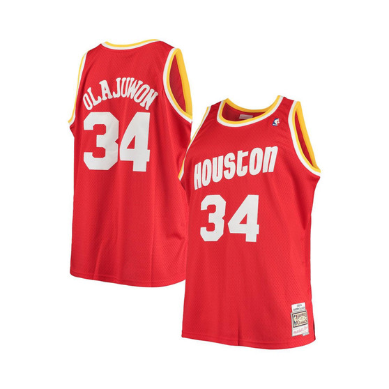Men's Hakeem Olajuwon Red Houston Rockets Big and Tall Hardwood Classics Jersey