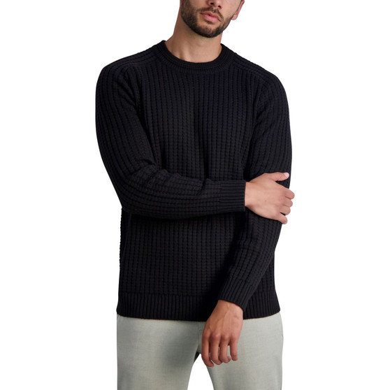 Men's Textured Long Sleeve Crew Neck Sweater