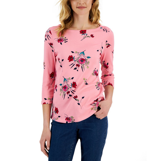 Women's Pima Cotton Floral-Print Top, Created for Macy's