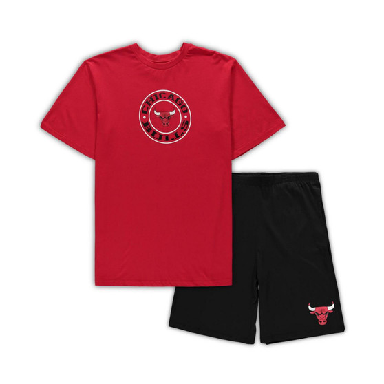Men's Red, Black Chicago Bulls Big and Tall T-shirt and Shorts Sleep Set