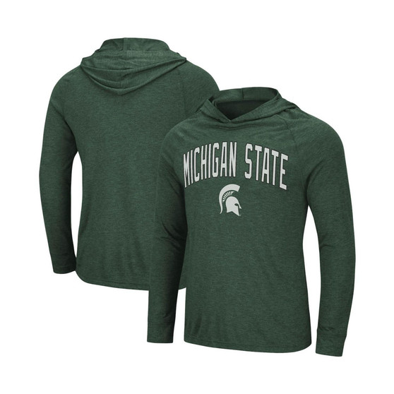 Men's Heathered Green Michigan State Spartans Big and Tall Wingman Raglan Hoodie T-shirt