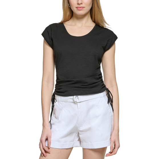 Women's Cap-Sleeve Drawstring-Ruched Top