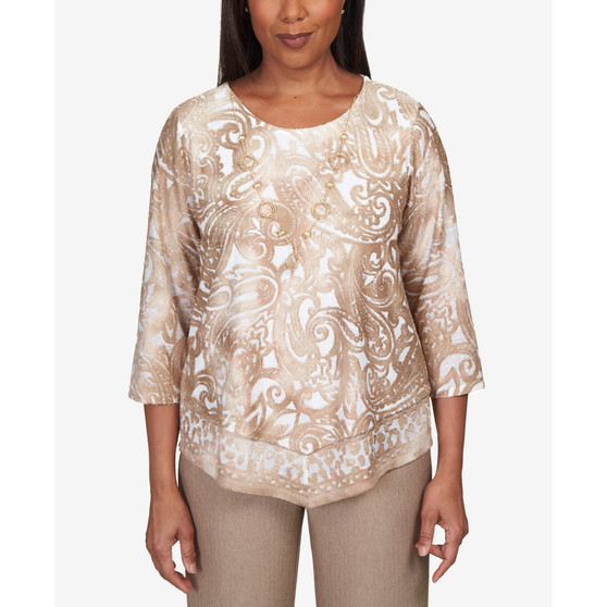 Women's Mulberry Street Paisley Jacquard Pointed Hem Top