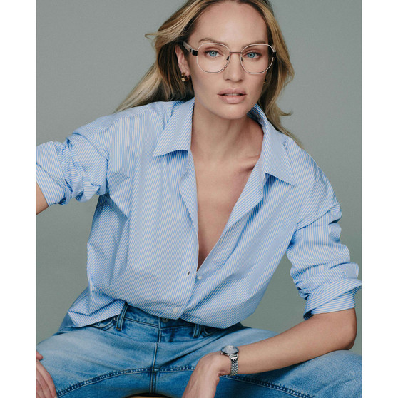 Women's Long-Sleeve Dropped-Shoulder Pinstripe Shirt