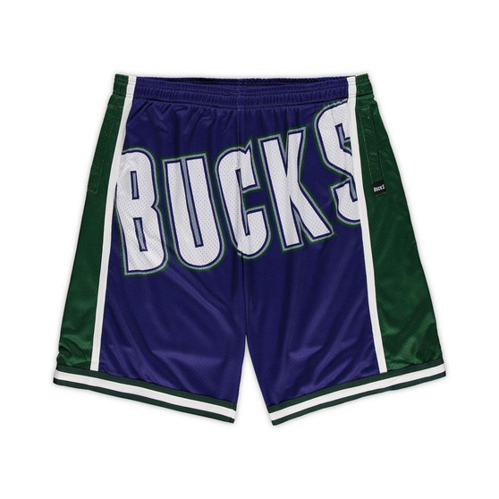 Men's Purple Milwaukee Bucks Big and Tall Hardwood Classics Big Face 2.0 Shorts