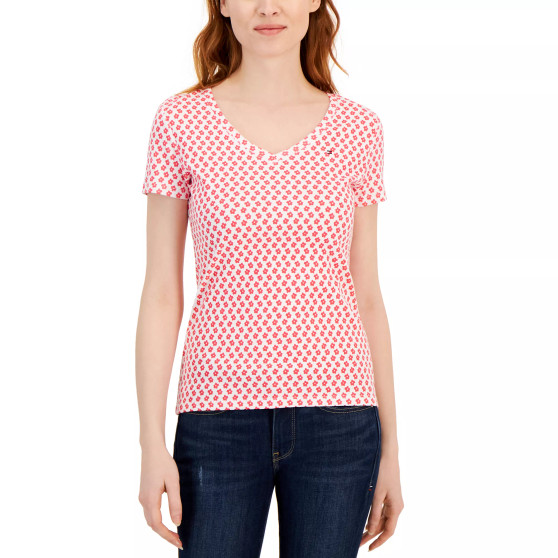 Women's Cotton Daisy-Print V-Neck T-Shirt