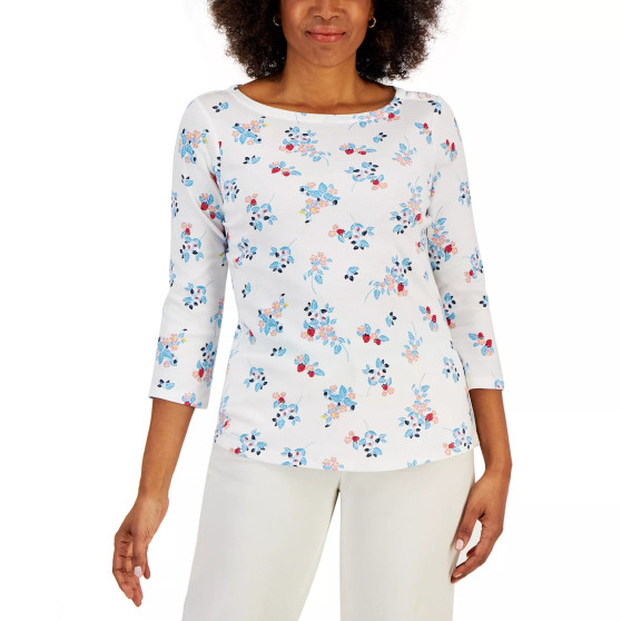 Women's 3/4-Sleeve Strawberry Boat-Neck Top, Created for Macy's
