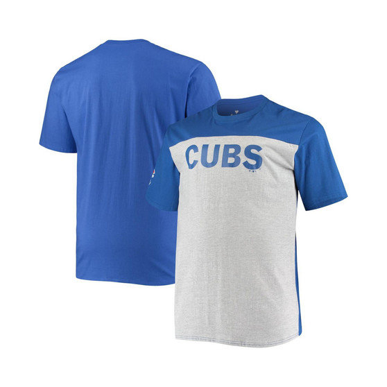 Men's Royal, Heather Gray Chicago Cubs Big and Tall Colorblock T-shirt