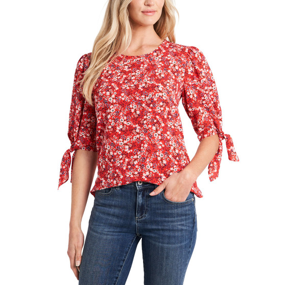 Women's Marabella Ditsy-Print Tie-Sleeve Blouse