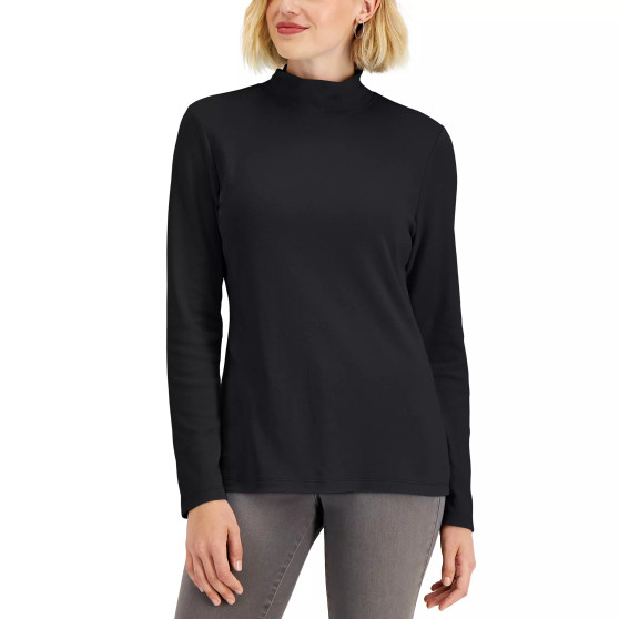 Petite Solid Mock-Neck Top, Created for Macy's