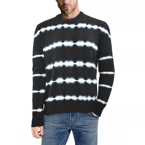 Men's Striped Tie Dye Crew Neck Sweater