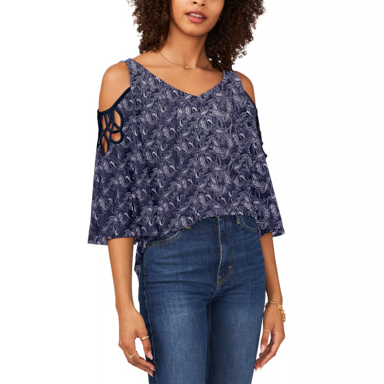 Petite V-Neck Cold-Shoulder Knit Top