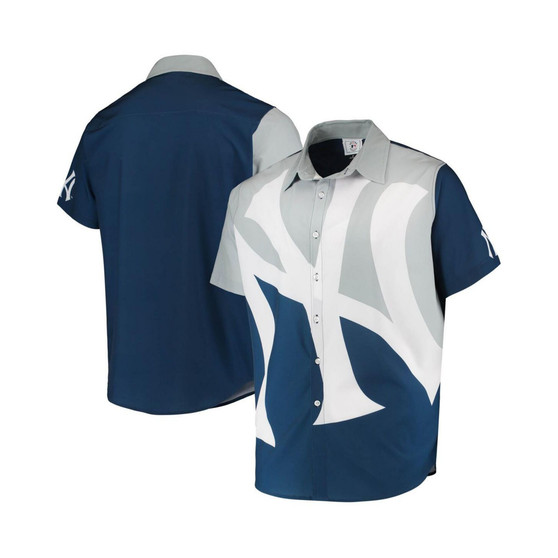 Men's Navy New York Yankees Big Logo Button-Up Shirt