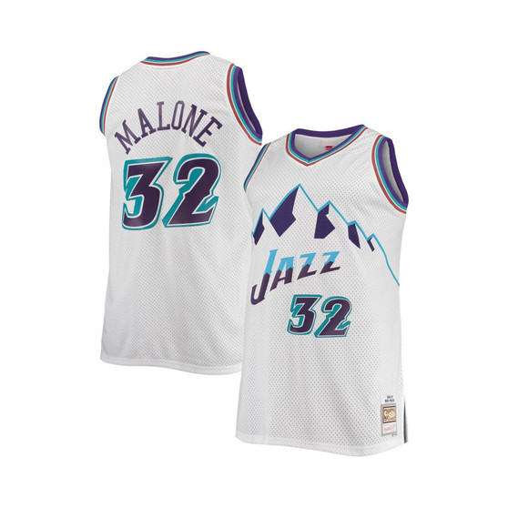 Men's Karl Malone White Utah Jazz Big and Tall Hardwood Classics Jersey