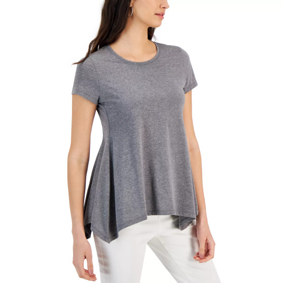 Petite Handkerchief-Hem Short-Sleeve Top, Created for Macy's
