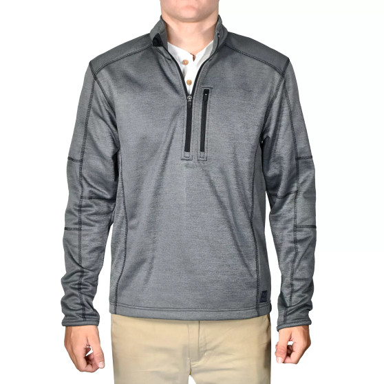 Men's Space-Dyed Half-Zip Pullover Topstitched Sweater