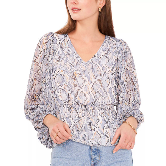 Women's V-Neck Smocked Peplum Top