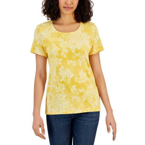 Women's Floral-Print Knit Scoop-Neck Top, Created for Macy's