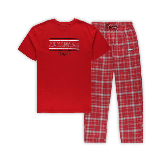 Men's Cardinal Arkansas Razorbacks Big and Tall Plaid Pants Sleep Set