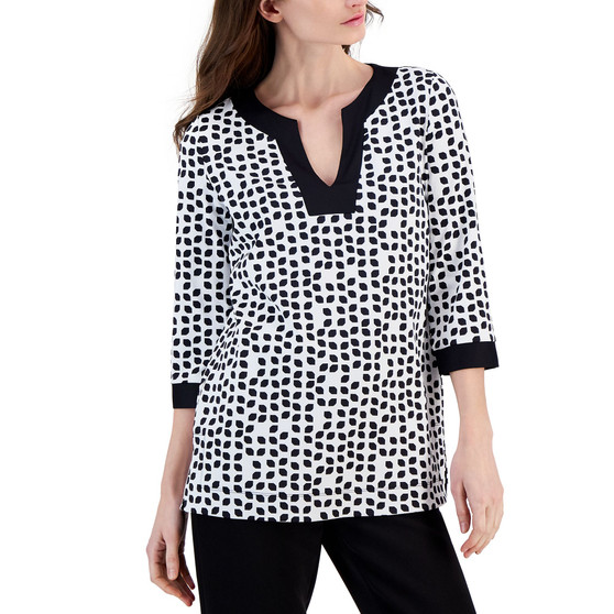 Women's Printed Contrast-Border Blouse
