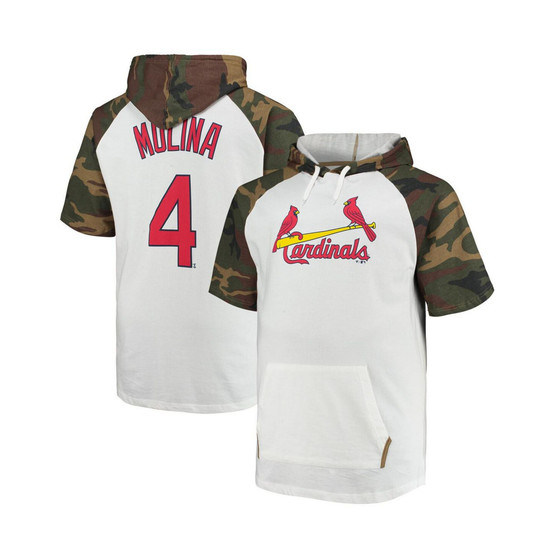 Men's Yadier Molina White, Camo St. Louis Cardinals Player Big and Tall Raglan Hoodie T-shirt