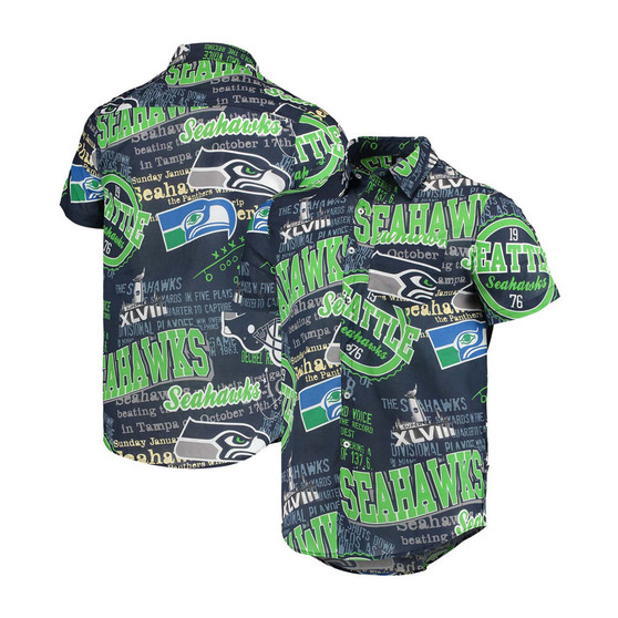 Men's College Navy Seattle Seahawks Thematic Button-Up Shirt