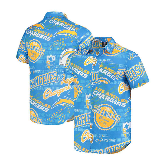 Men's Powder Blue Los Angeles Chargers Thematic Button-Up Shirt