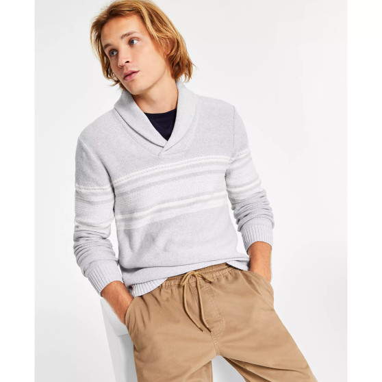 Men's Hunter Regular-Fit Stripe Shawl-Collar Sweater, Created for Macy's