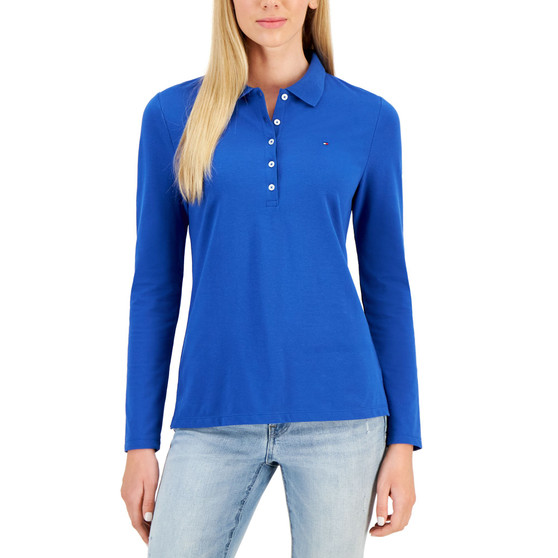 Women's Solid-Color Long-Sleeve Polo