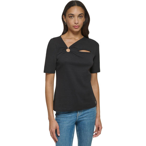 Women's Cut-Out Asymmetric-Neck Top