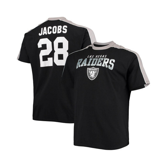 Men's Branded Josh Jacobs Black Las Vegas Raiders Big and Tall Sleeve Panel Player Name and Number T-shirt