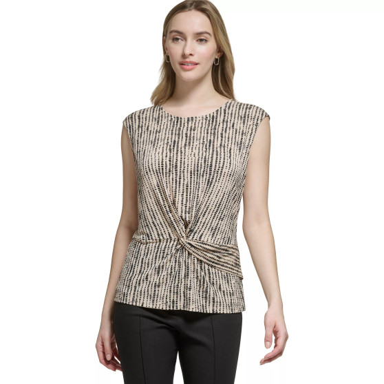 Women's Tie-Dye Twist-Front Sleeveless Top