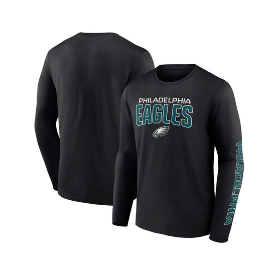 Men's Branded Black Philadelphia Eagles Big and Tall Wordmark Go the Distance Long Sleeve T-shirt