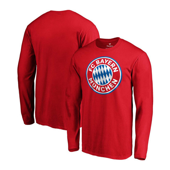 Men's Red Bayern Munich Official Logo Long Sleeve T-shirt