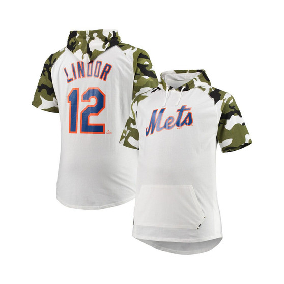 Men's Francisco Lindor White, Camo New York Mets Big and Tall Raglan Hoodie T-shirt