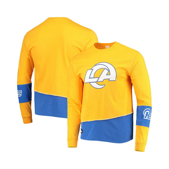 Men's Gold-Tone, Royal Los Angeles Rams Upcycled Angle Long Sleeve T-shirt