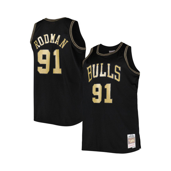 Men's Dennis Rodman Black Chicago Bulls Team Big and Tall Hardwood Classics 1997-98 Swingman Jersey