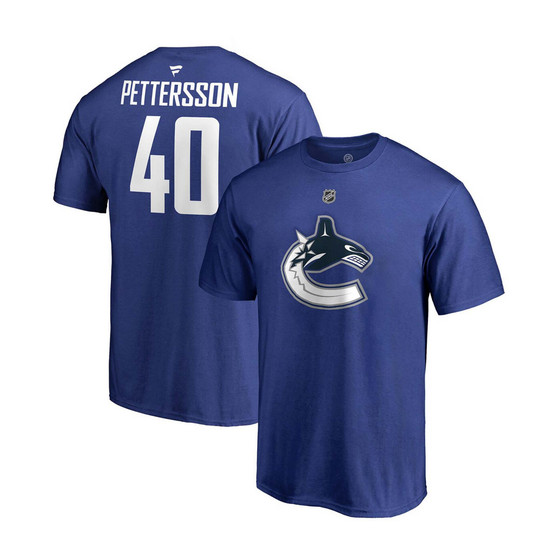 Men's Elias Pettersson Blue Vancouver Canucks Team Authentic Stack Name and Number T-shirt