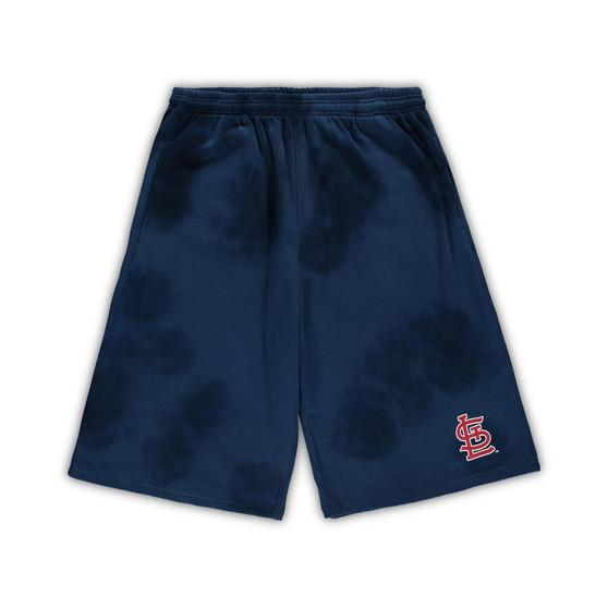 Men's Navy St. Louis Cardinals Big and Tall Tye Dye Fleece Shorts