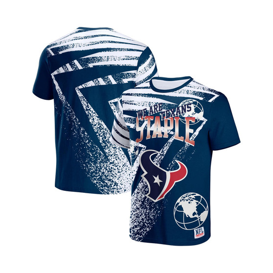 Men's NFL X Staple Navy Houston Texans Team Slogan All Over Print Short Sleeve T-shirt