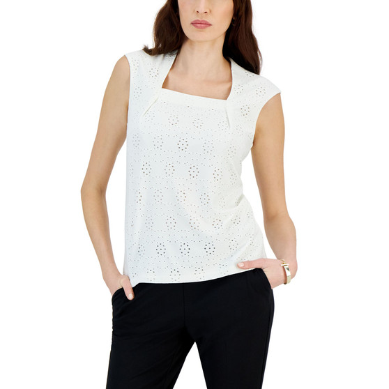 Women's Cap-Sleeve Eyelet Blouse