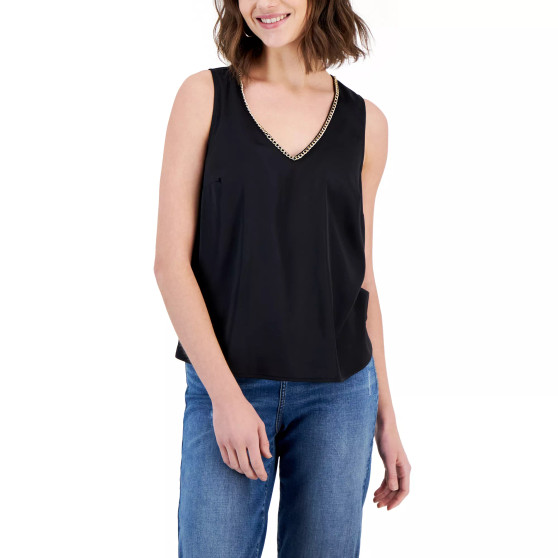 Women's Chain-Trim V-Neck Tank Top, Created for Macy's
