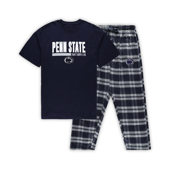 Men's Navy Penn State Nittany Lions Big and Tall Plaid Pants Sleep Set