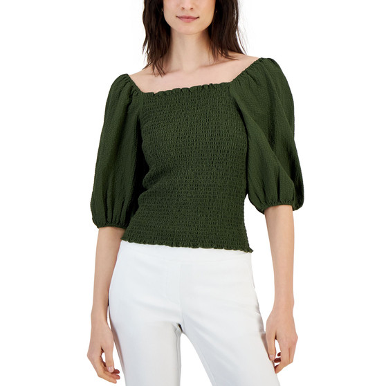 Women's Elbow-Sleeve Smocked Blouse, Created for Macy's