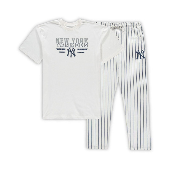 Men's White, Navy New York Yankees Big and Tall Pinstripe Sleep Set