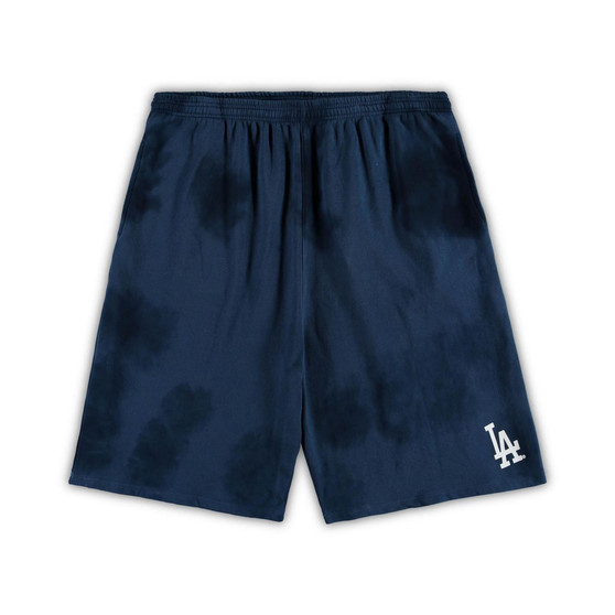 Men's Navy Los Angeles Dodgers Big and Tall Tye Dye Fleece Shorts